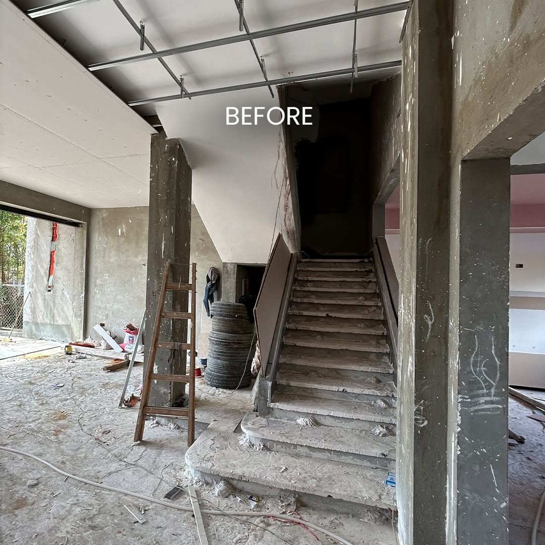 Unfinished stair hall before MAKANELL finishing