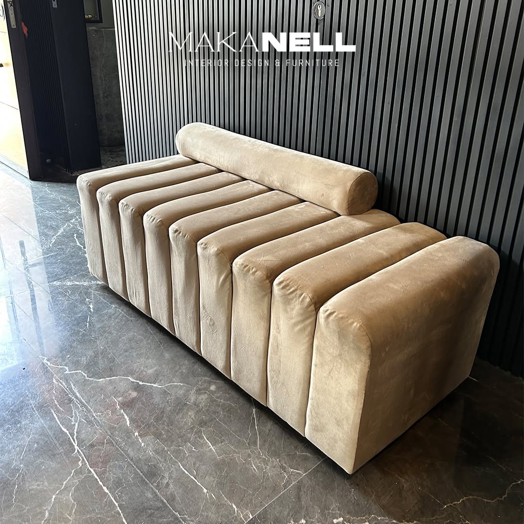 Beige channel-tufted daybed