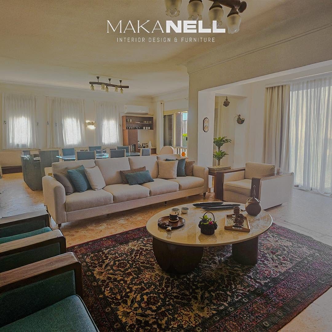Photographed living and dining room furnished by MAKANELL